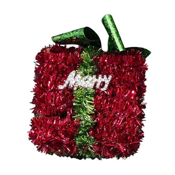 Retro Christmas Door Wall Hanging Decor Tinsel 15” ELF & GIFT BOX Set - Picture 9 of 11